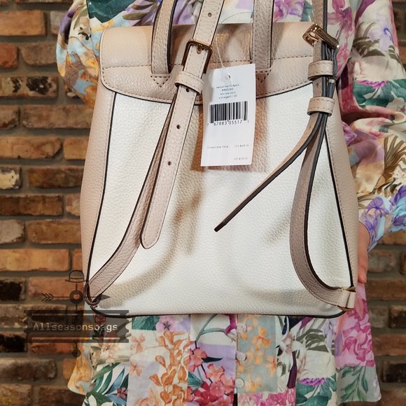 Kate spade Medium Flap Backpack Leila Beige White - Picture 2 of 13